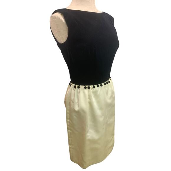 Vintage 1950s Betty Lane Originals Velvet Silk Dress Pom Pom Defects - Picture 1 of 11